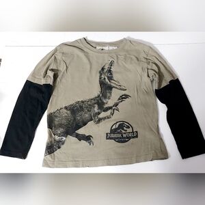 Green and Black layered look Long sleeve Jurrasic World Dino Shirt 5/6